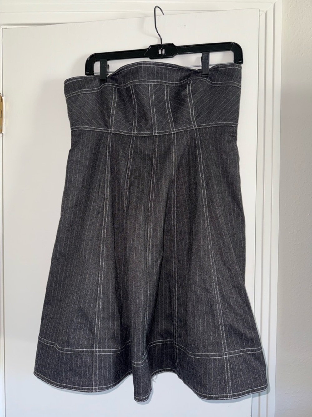 Pilcro Dark Gray Pinstripe A-Line Skirt